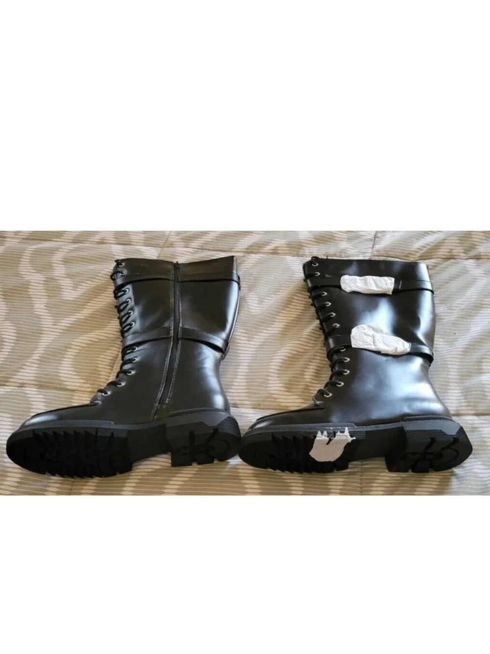 Women's Shoedazzle Gabriela Lace Up Combat Boots Black Size 9.5 Shoes B62